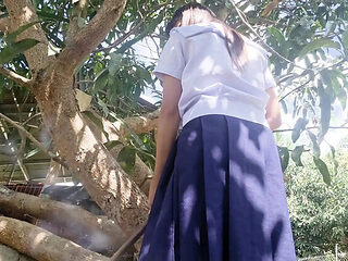 Innocent 18 Year Old Student Picking Mangoes Gets Creampied By Old Farmers Outdoors