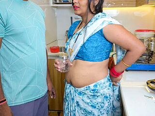 Desi Aunty in Saree Gives Hot Blowjob & Takes Sperm for Daughter-in-Law - Pinki Cute