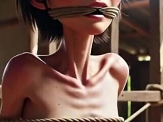 Extremely Skinny Girl in Bondage - Desperate in Brazilian Construction Site