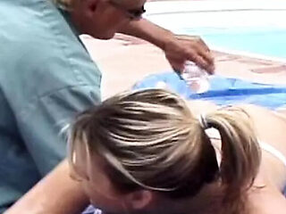 Oiled Up Busty MILF Takes Big Cock By The Pool - Hardcore Public Sex