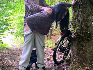 Dumb Brunette Broke Her Bike in the Woods & Pay with Her Pussy for the Repair! Doggystyle Fuck