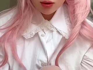 Petite anime girl challenges you to not cum in her pink pussy