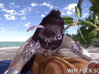 3D Sexy Cosplay Asian Model Cheating with Big Dick on the Beach