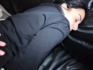 Girl Next Door Masturbates Horny on Couch - Big Tits Amateur Italian MILF