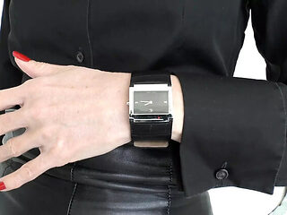 German MILF JOI Fetish: Leather Strap Watch & Black Pantyhose Jerk Off Instructions