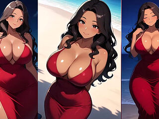 Romantic night with the stepmother on the beach until dawn, ending up in bed.