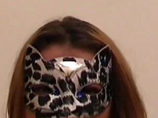 Amateur Masked Chubby MILF with Huge Tits Masturbates Her Shaved Pussy with a Dildo