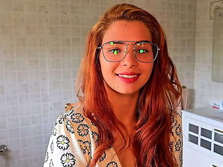 Homemade Amateur Sex: Redhead Co-worker Fuck in Wife's Bed - Blowjob, Doggystyle & Cum in Mouth