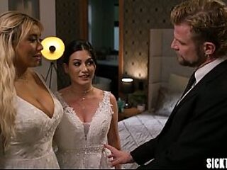Lesbian brides get into a steamy throuple with a MILF