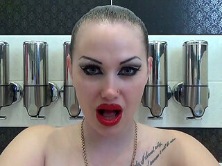 Lip smelling, kissing, duck face with huge red lips
