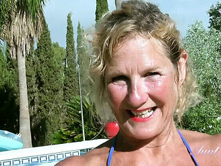 Mrs. Molly's Poolside Blowjob - British MILF Sucks Your Cock POV