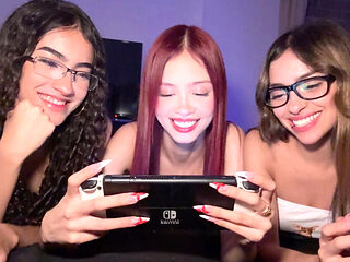 3 Hot 18 Year Old Gamer Girls Give Me Amazing Blowjobs & Sex - Foursome with Petite Latinas