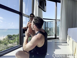 Foot Worship on Luxury Beach Hotel