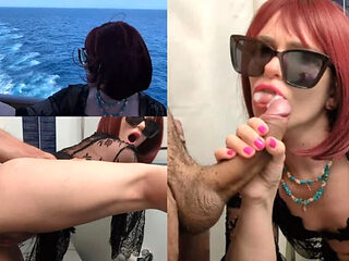 Public Toilet Blowjob on Boat - Italian MILF Deep Throat and Cum in Mouth