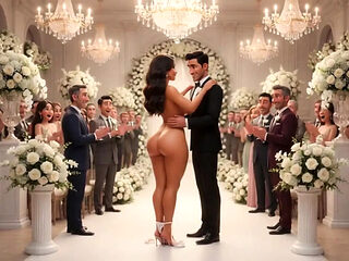 Cuckold Husband Watches Wedding Guests Touch Bride on All Fours – AI Hentai 3D Cartoon