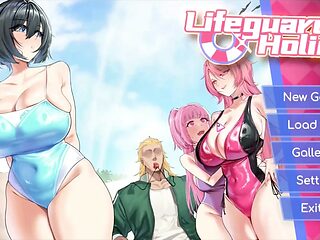 Animated hentai gallery features Aoi's horny lifeguard fantasies