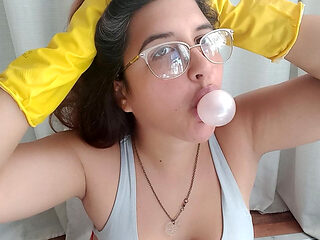 Latex Gloves Bubblegum and Balloon Blowing - Bunny Looner