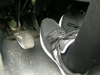 Sensual Pedal Pumping in Black Sneakers