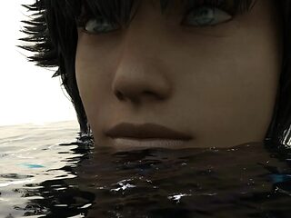 Giantess feasts on helpless swimmer