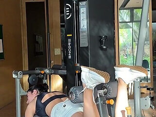 Gym Workout in Sexy Top and Tight Shorts