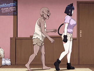 A Hot Ninja Girl Sneaks into a Cat Club and ends up trying to conceive with a perverted old man - hentai ai video