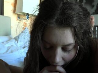 Wet and messy amateur blowjob and handjob