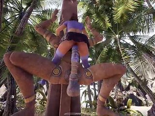 Lara Croft never hoped that the Statue would do this and poke her in all her fuckholes.