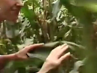 Big boobs babe sent to forest naked