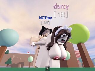 Two roblox chicks get their tight pussies fucked hard by a big cock guy