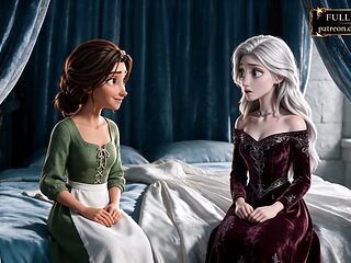 Princess gets fingered by her hot blonde maid in animated fantasy