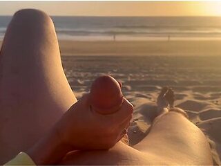Public Handjob. Hand Job On A Nude Beach. We Were Caught Jerking Off At Sunset Near The Ocean