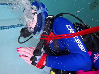 Underwater Bondage in Scuba Tied Tight & Dragged Through Water
