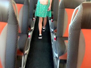 Teenage girl blows stranger's cock on public bus