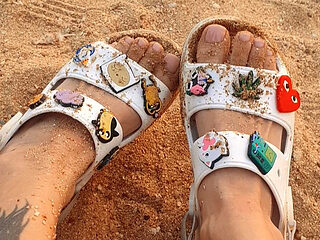Look at My Toes in Crocs on the Beach