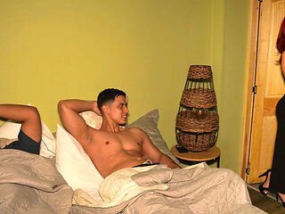 Beautiful Busty Redhead Gets Fucked Next to Her Husband