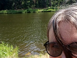 Nymeria Malfoy pees by the river