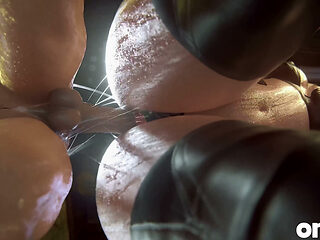 Ada Wong & Ashley Graham - Doggystyle Threesome in Mini-skirt - 3D Porn Animation