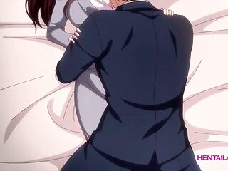 MILF agent initiates hard bedroom sex with younger colleague - Dubbed Uncensored