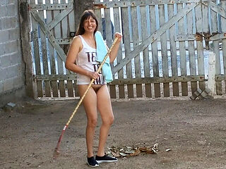 Naughty Wife Flashing No Panties in Front Yard Teasing Hubby Handjob