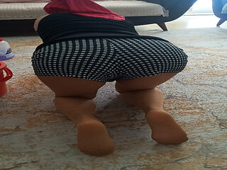 My big-buttocked, turbaned stepmother while cleaning