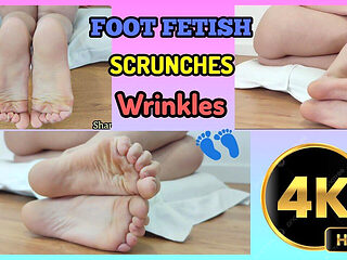 4K Foot Fetish a Lot of Scrunches Wrinkles Soles Close Ups