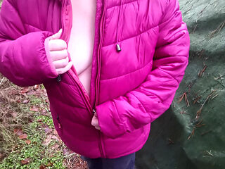 Barefeet Tit Slapping in Nature