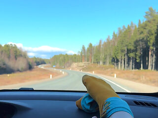 Feet on the dashboard