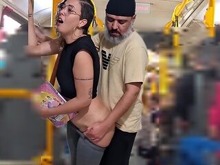Slutty Student 18+ Gets Cumshot In Public On The Bus With Verified Amateurs