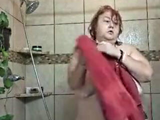 After a Hot Sshower Nurse Vicki Dries off and Does Some Other Grooming