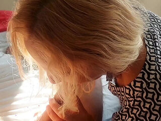 Selena701 Hot Blonde MILF Wife Morning Blowjob & Swallow - Amateur Homemade Sex