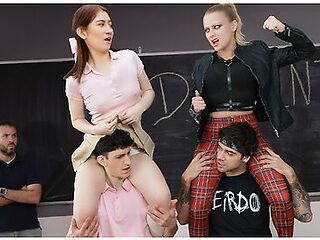 Nade Nasty, Ava Davis And Paris White In Teacher Locks And Forgets 4 Rebellious Step Siblings In A Detention Classroom Taboo Orgy