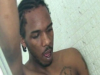 Ebony Ass Stretched Wide by Fist in Shower