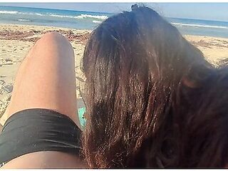 Milf Sucks Cock And Swallows Cum On The Beach Pov