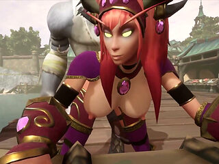 A day at the Harbor with redhead elf and werewolf : Warcraft parody